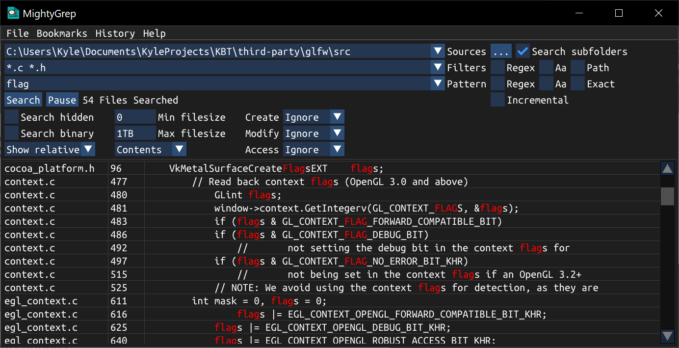 MightyGrep screenshot