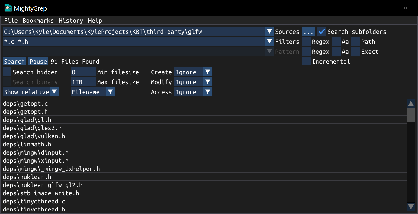 MightyGrep screenshot