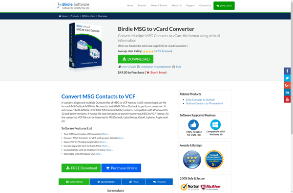 Birdie MSG to vCard Converter image