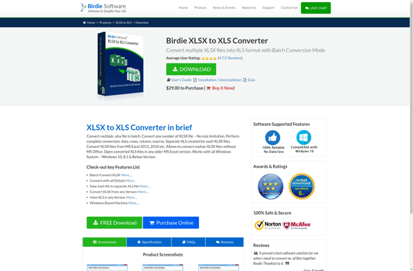 Birdie XLSX to XLS Converter