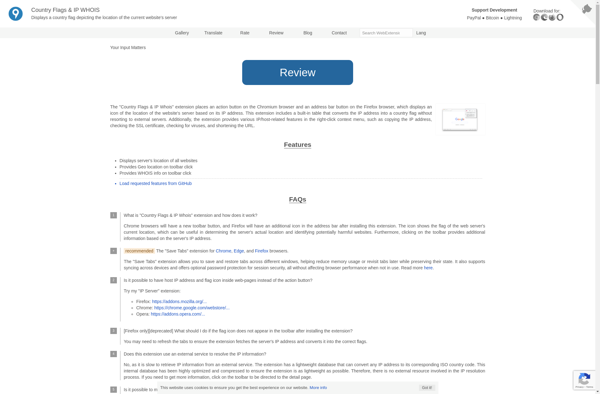 Country Flags &amp; IP Whois screenshot