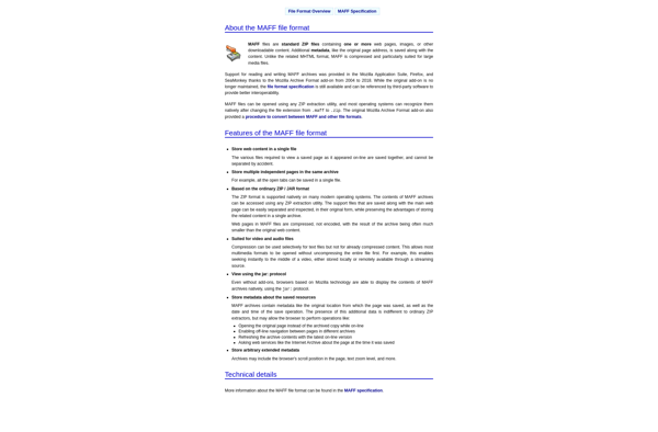 Mozilla Archive Format screenshot