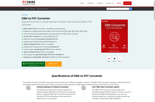 PCVARE DBX to PST Converter