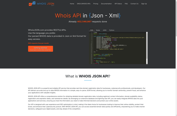 WhoisJson - Whois API in Json - Xml screenshot